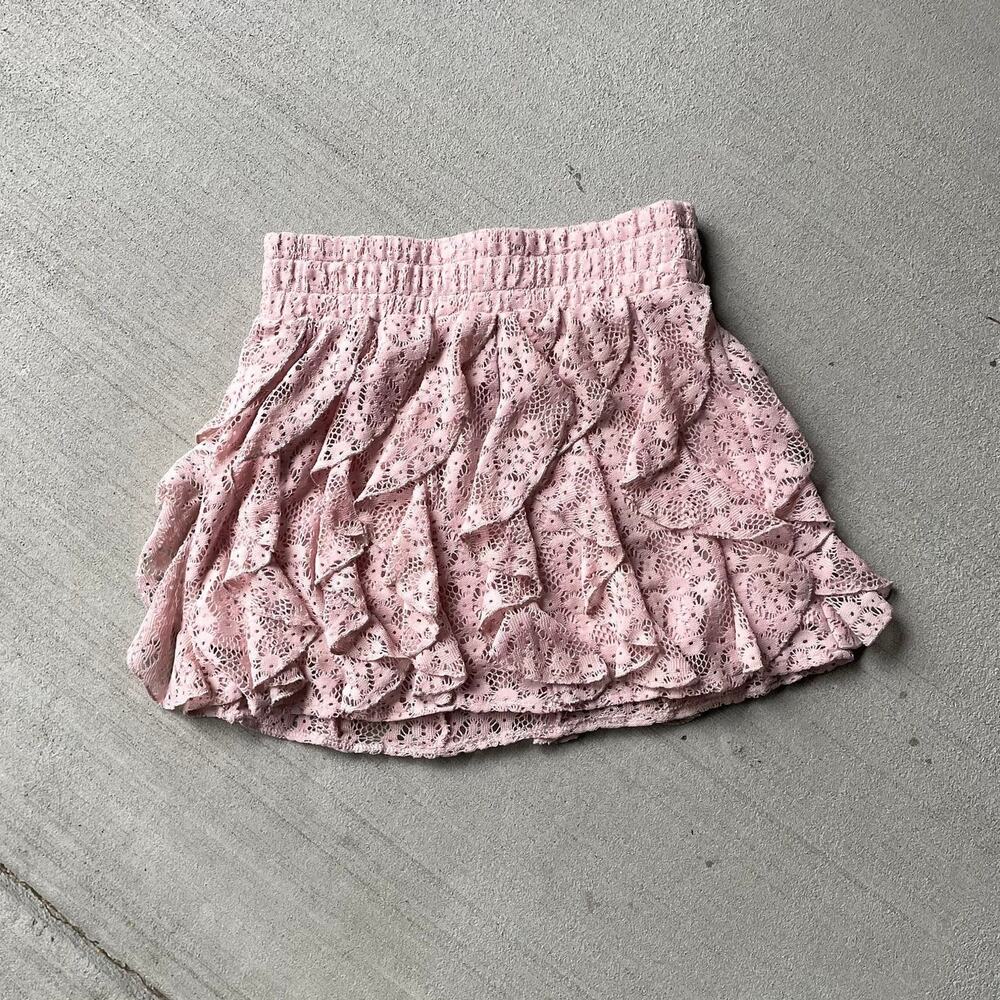 Y2K Wetseal vintage 00s pink lace ruffle mini skirt balletcore